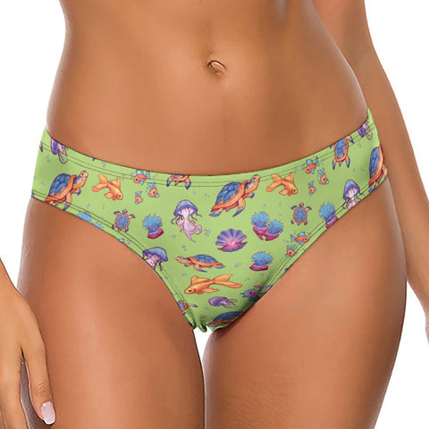Sea-Life-Womens-Thong-Lime-Green-Model-Front-View