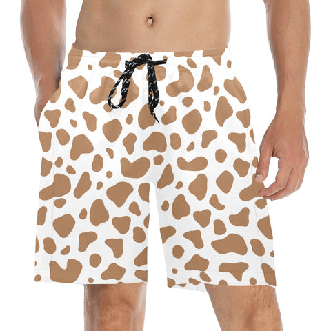 100%-Grass-Fed-Men's-Swim-Trunks-Brown-Model-Front-View