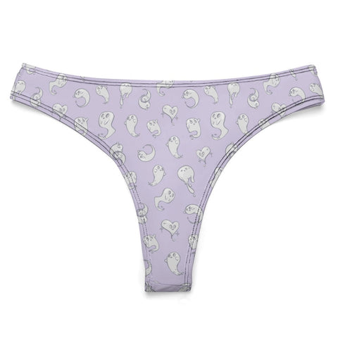 Retro-Ghost-Womens-Thong-Lavender-Product-Front-View