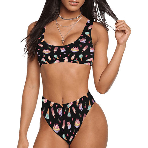 Banana-Split-Womens-Bikini-Set-Black-Model-Front-View