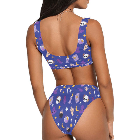 Witch-Core-Womens-Bikini-Set-Dark-Blue-Model-Back-View