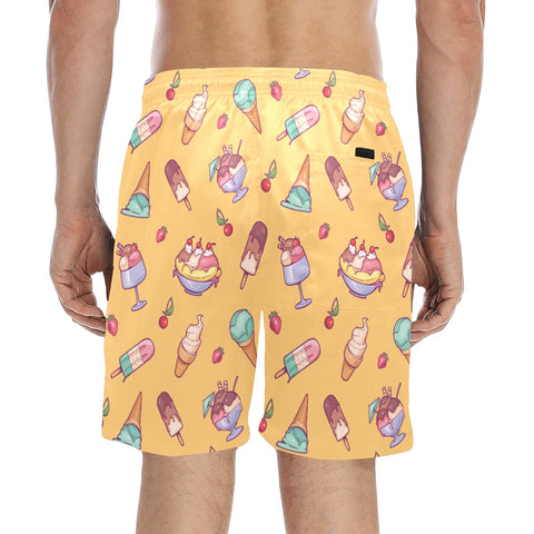 Banana-Split-Men's-Swim-Trunks-Yellow-Model-Back-View