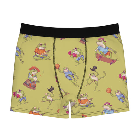 Frogs-Doing-Things-Men's-Boxer-Briefs-Swamp-Green-Product-Front-View