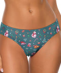 Christmas-Women's-Thong-Teal-Model-Front-View
