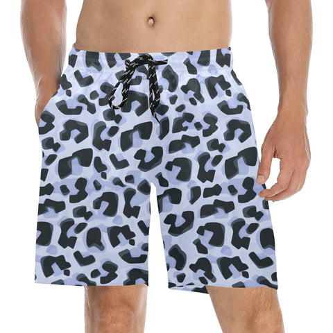 Animal-Print-Mens-Swim-Trunks-Snow-Leopard-Model-Front-View