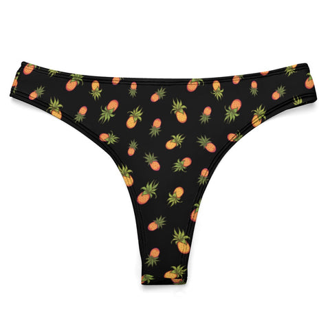 Pineapple-Womens-Thong-Black-Product-Front-View