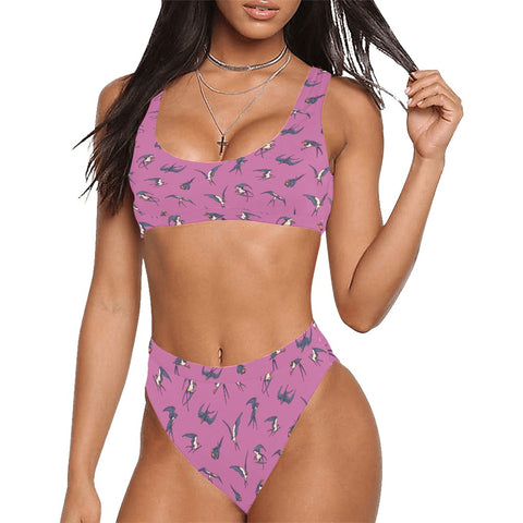 Sparrow-Womens-Bikini-Set-Pink-Model-Front-View
