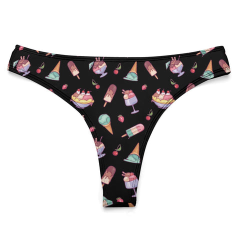 Banana-Split-Womens-Thong-Black-Product-Front-View