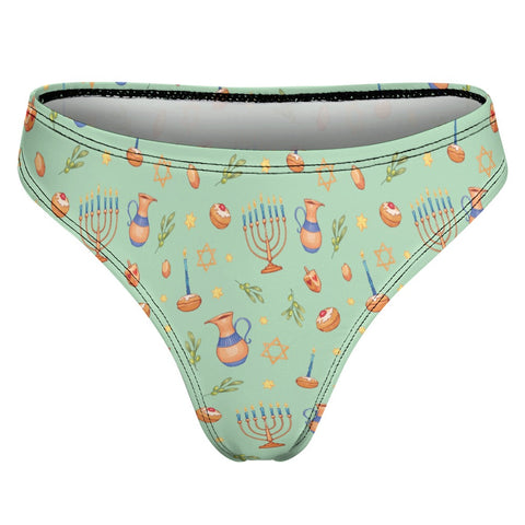 Hanukkah-Women's-Thong-Pastel-Green-Product-Back-View