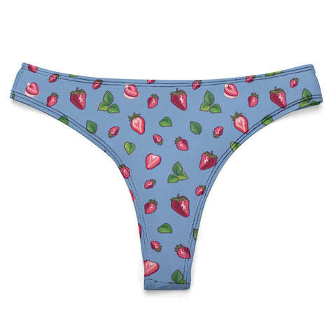 Strawberry-Women's-Thong-Cornflower-Blue-Product-Front-View