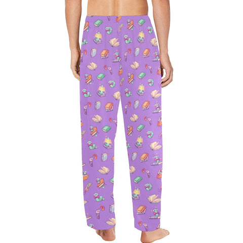 Book-Worm-Men's-Pajamas-Purple-Model-Back-View