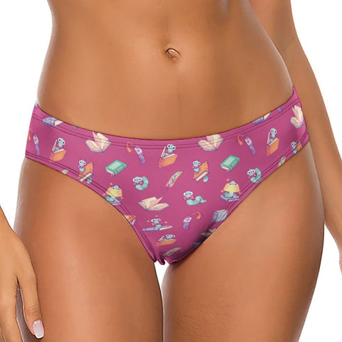 Book-Worm-Women's-Thong-Magenta-Model-Front-View