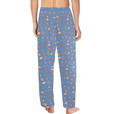 Hanukkah-Mens-Pajama-Cornflower-Blue-Model-Back-View