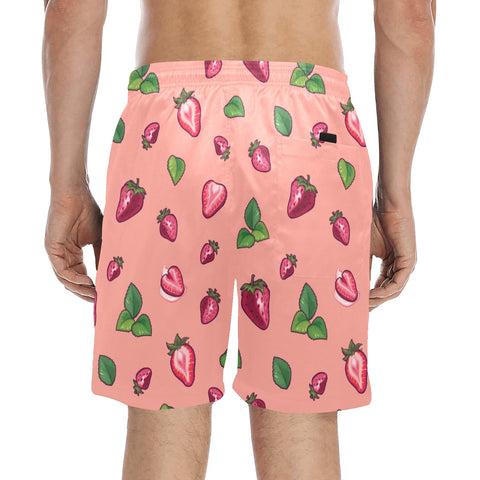 Strawberry-Mens-Swim-Trunks-Coral-Model-Back-View