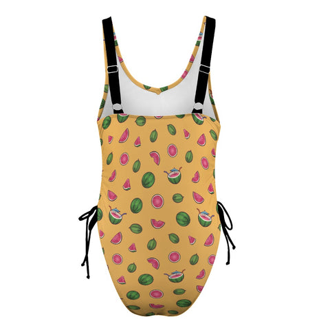 Watermelon-Womens-One-Piece-Swimsuit-Gold-Product-Back-View