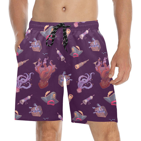 Shiver-Me-Timbers-Men's-Swim-Trunks-Plum-Model-Front-View