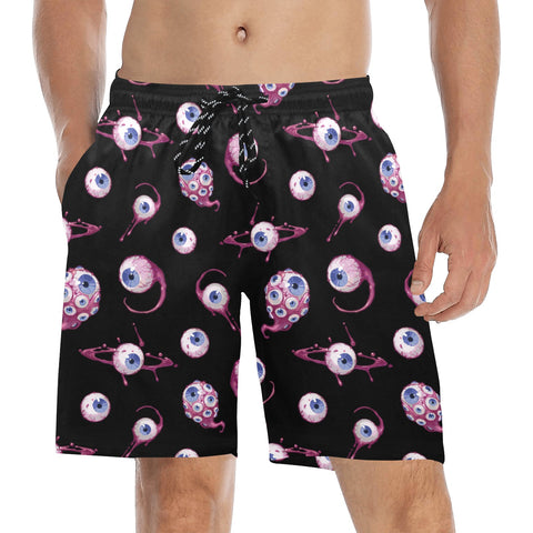 Eye-Love-You-Men's-Swim-Trunks-Blue-Model-Front-View