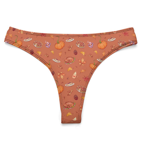 Thanks-Giving-Women's-Thong-Pumpkin-Product-Front-View