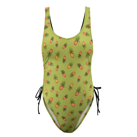 Pineapple-Women's-One-Piece-Swimsuit-Lime-Green-Product-Front-View