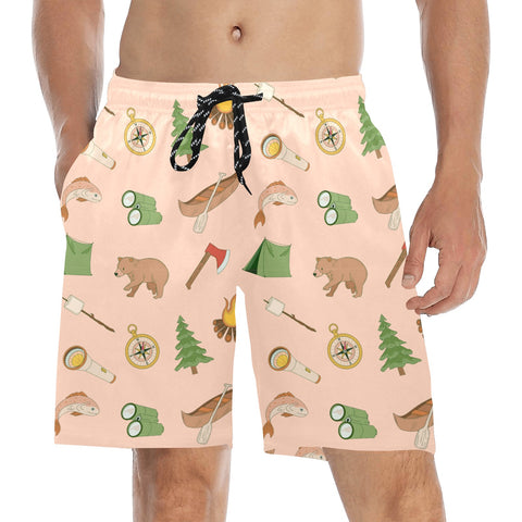 Camping-Men's-Swim-Trunks-Peach-Puff-Model-Front-View