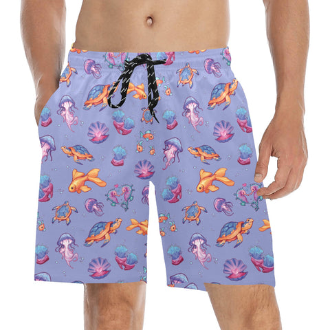 Sea-Life-Mens-Swim-Trunks-Lavender-Model-Front-View