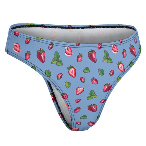 Strawberry-Women's-Thong-Cornflower-Blue-Product-Side-View