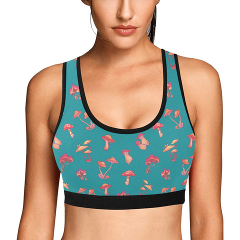Mushroom-Womens-Bralette-Teal-Model-Front-View