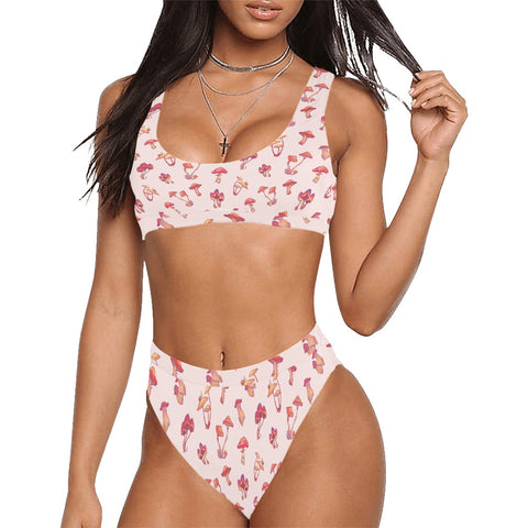 Mushroom-Womens-Bikini-Set-Baby-Pink-Model-Front-View