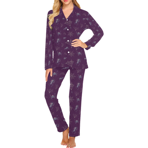 Widow-Women's-Pajama-Set-Dark-Purple-Front-View