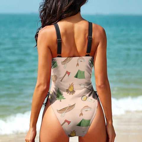 The-Great-Outdoors-Women's-One-Piece-Swimsuit-Peach-Model-Back-View