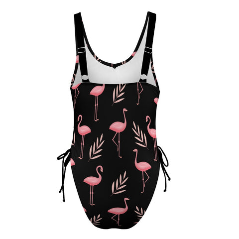 Flamingo-Women's-One-Piece-Swimsuit-Black-Prodcut-Back-View