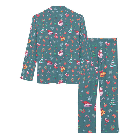 Christmas-Women's-Pajama-Set-Teal-Product-View
