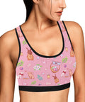 Pink variation of womens bralette with an easter pattern, front view lifestyle photo