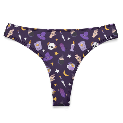 Witch-Core-Womens-Thong-Dark-Purple-Product-Front-View