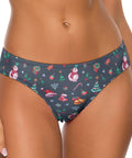 Christmas-Women's-Thong-Grey-Blue-Model-Front-View