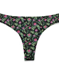 Jungle-Flower-Womens-Thong-Black-Pink-Product-Front-View