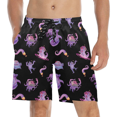 Eldritch-Horror-Men's-Swim-Trunks-Black-Model-Front-View