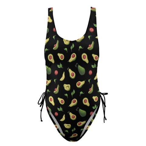 Happy-Avocado-Womens-One-Piece-Swimsuit-Black-Product-Front-View