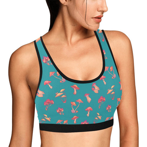 Mushroom-Womens-Bralette-Teal-Model-Side-View