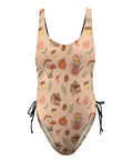 Cottage-Core-Womens-One-Piece-Swimsuit-Peach-Product-Front-View