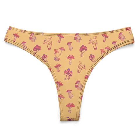 Mushroom-Women's-Thong-Yellow-Product-Front-View