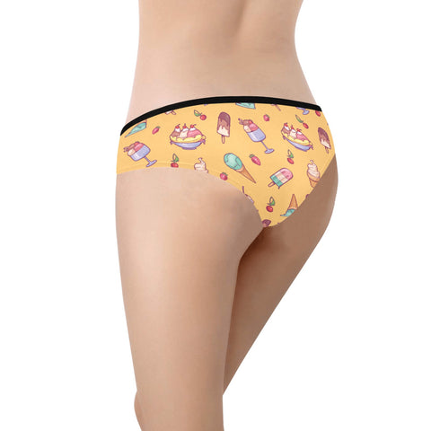 Banana-Split-Womens-Hipster-Underwear-Yellow-Model-Back-View