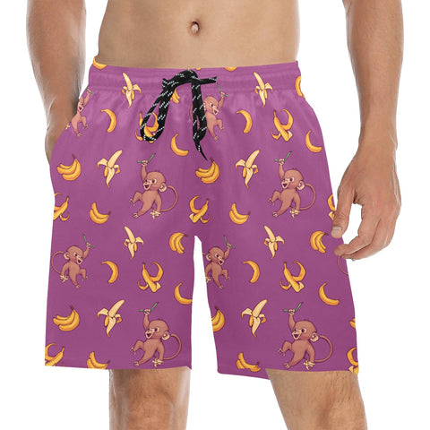 Baby-Monkey-Mens-Swim-Trunks-Magenta-Model-Front-View