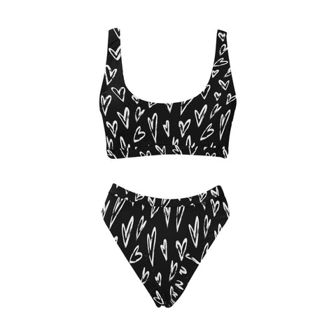 Crazy-Hearts-Womens-Bikini-Set-Black-Front-View