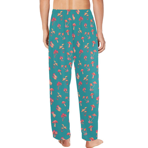Mushroom-Mens-Pajama-Teal-Model-Back-View