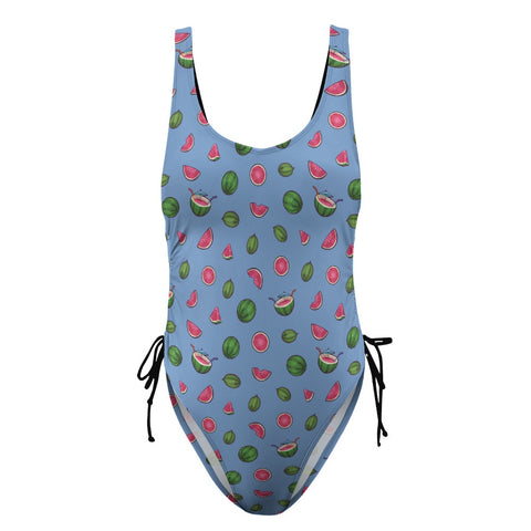 Watermelon-Womens-One-Piece-Swimsuit-Blue-Product-Front-View