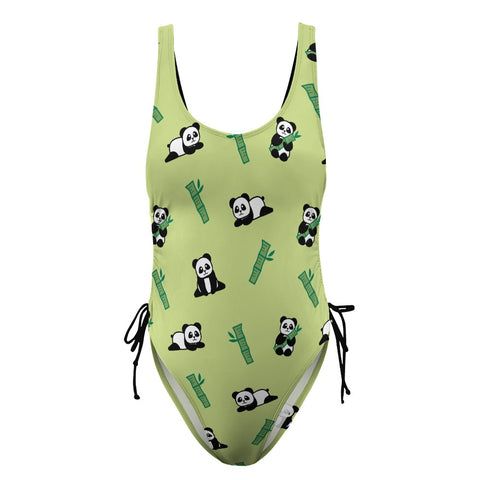 Panda-Women's-One-Piece-Swimsuit-Lime-Green-Product-Front-View