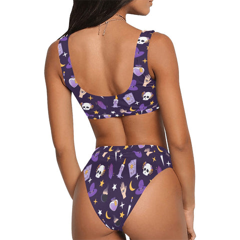 Witch-Core-Womens-Bikini-Set-Dark-Purple-Model-Back-View