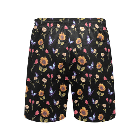 Summer-Garden-Mens-Swim-Trunks-Black-Back-View