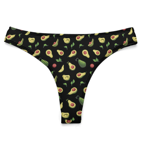 Happy-Avocado-Womens-Thong-Black-Product-Front-View